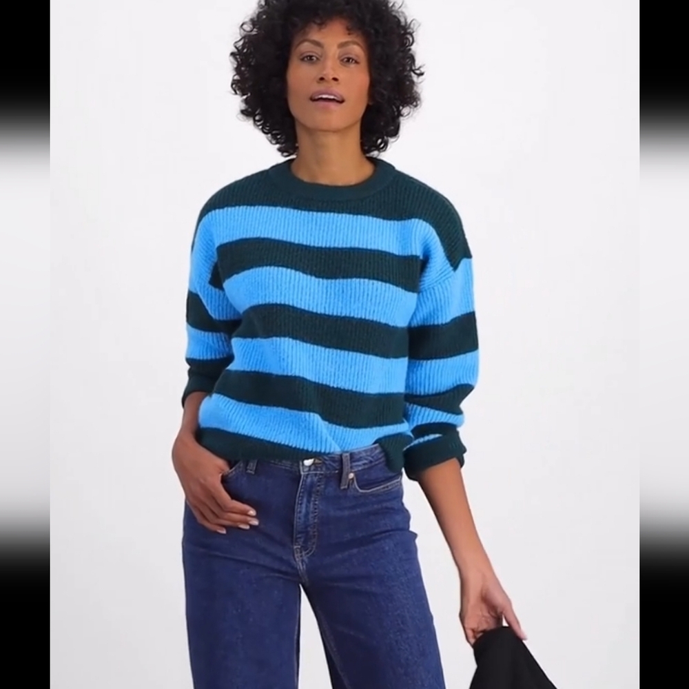Striped Blue and Green Women's Sweater